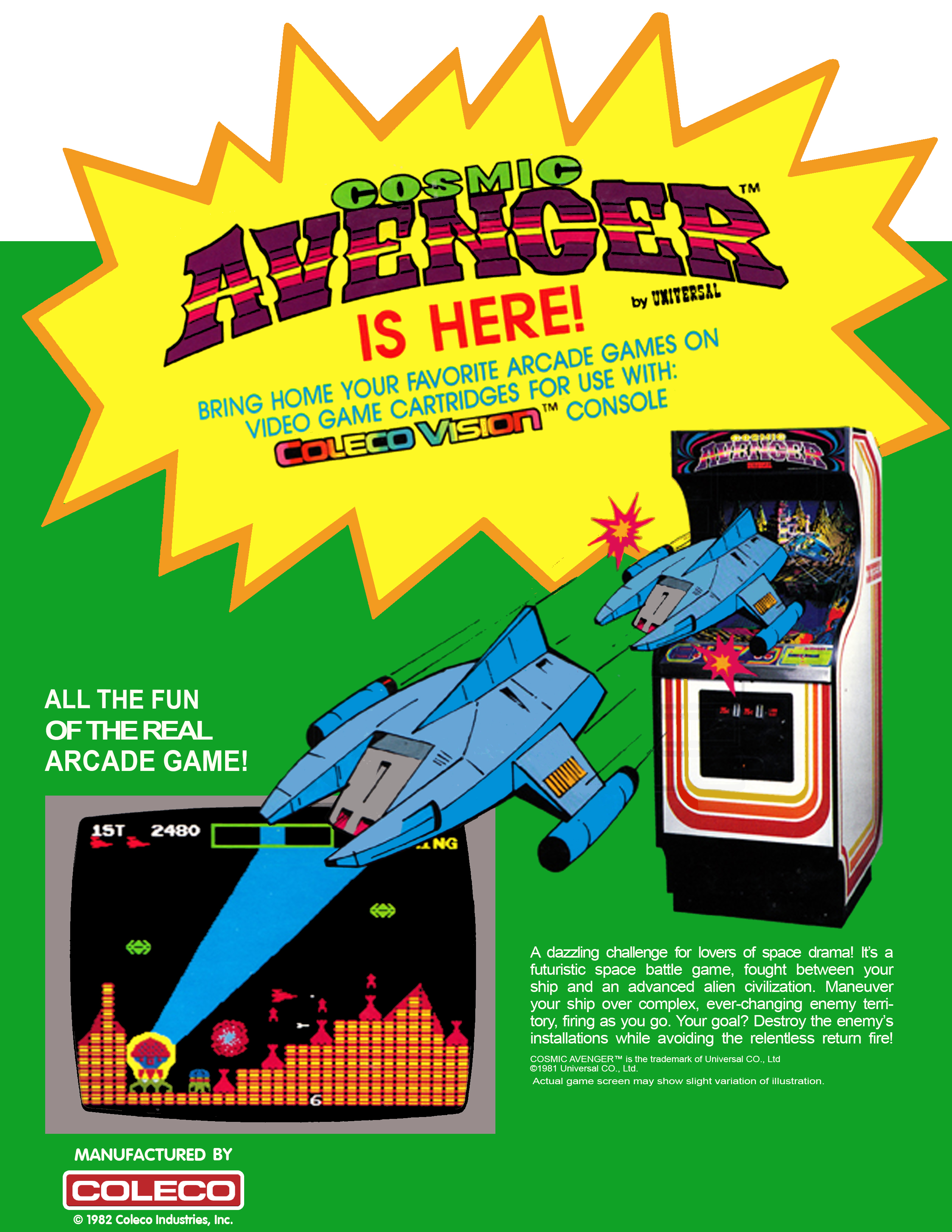 ColecoVision Cosmic Avenger Store Counter Display Card